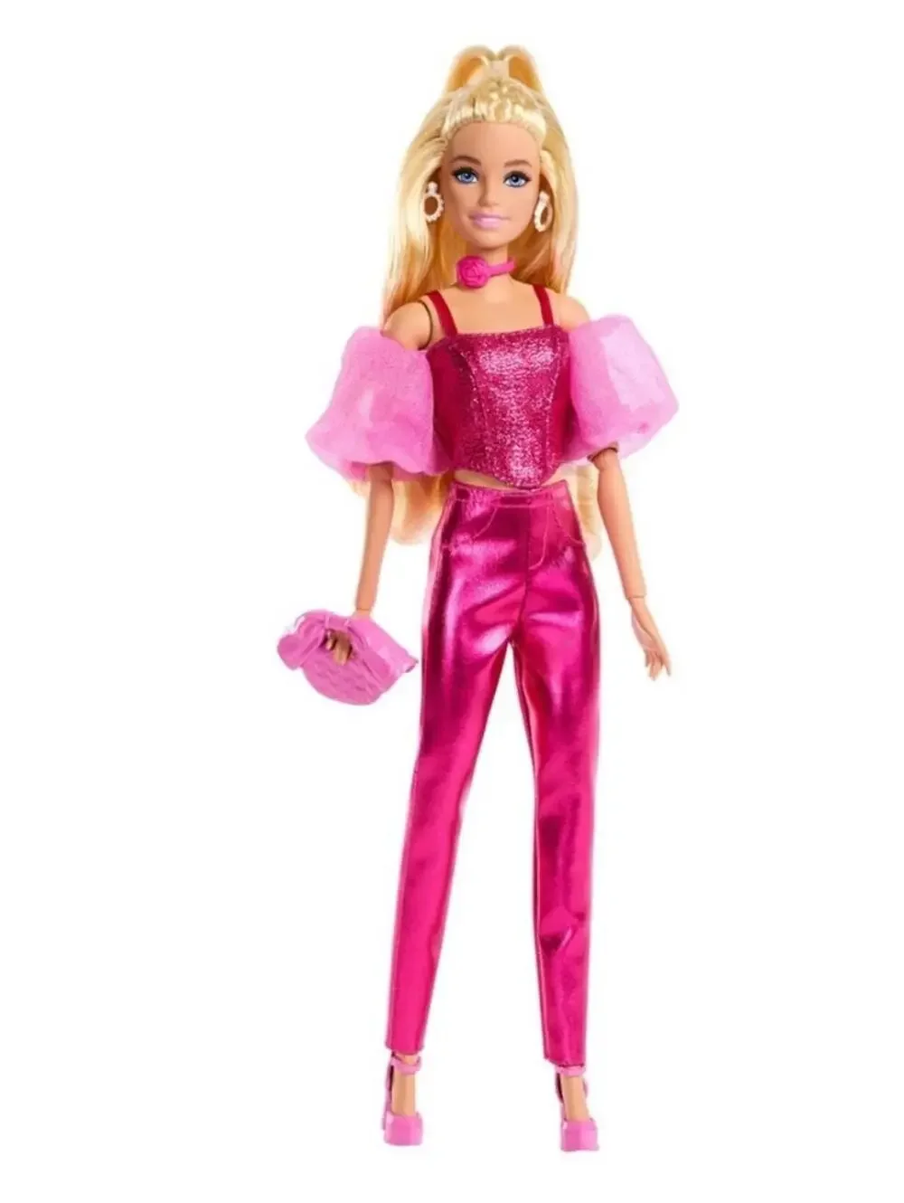 Barbie Deluxe Style Fashion Doll #5 in Metallic Pink Outfit JFP40